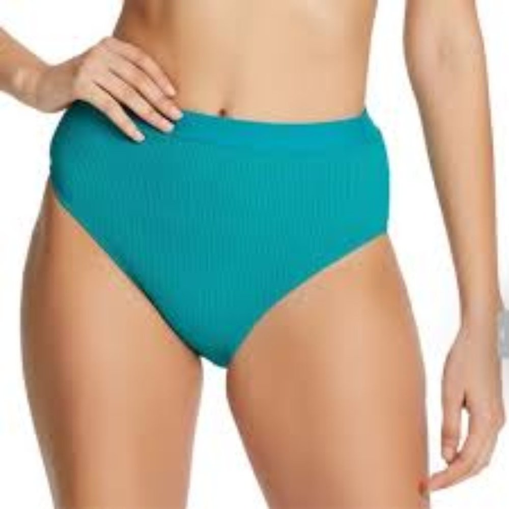 Social Standard by Sanctuary Ladies High Waist Swim Bottom Emerald NWT